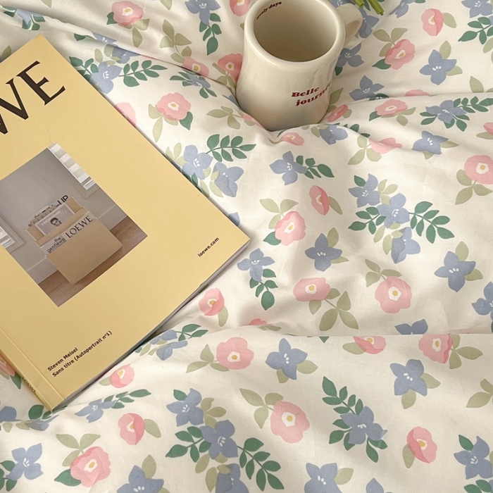 91家纺网 家纺一手货源 找家纺 昔可2022新款复古花花边四件套 奶油花香