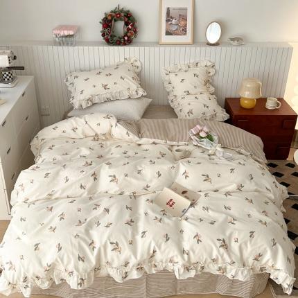 91家纺网 家纺一手货源 找家纺 昔可2022新款复古花花边四件套 小枇杷