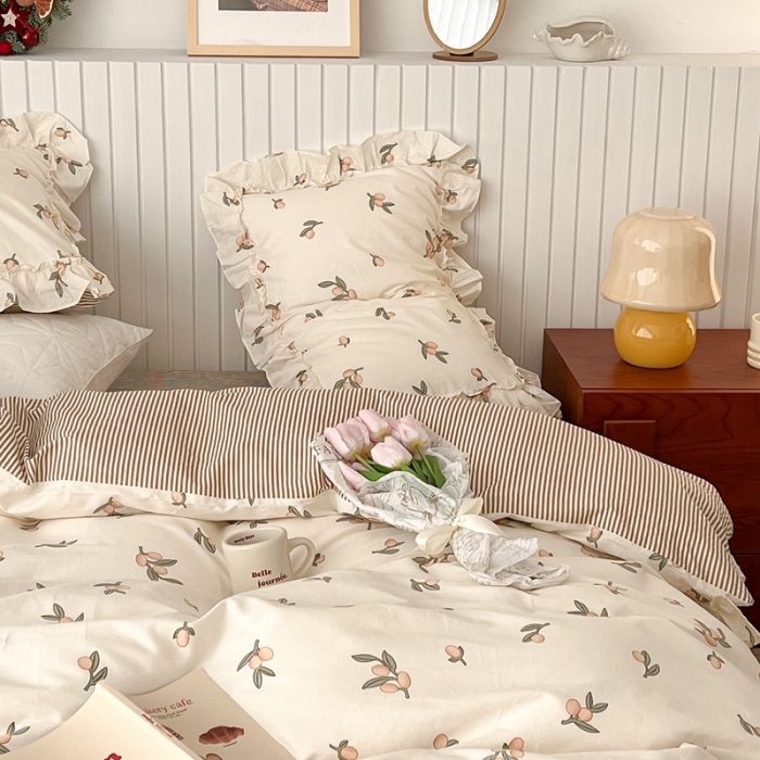 91家纺网 家纺一手货源 找家纺 昔可2022新款复古花花边四件套 小枇杷