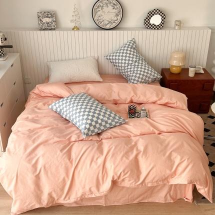 91家纺网 家纺一手货源 找家纺 （总）昔可2022新款混搭纯色棋盘格套件四件套