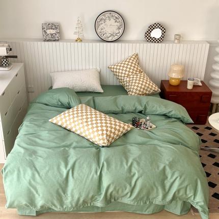 91家纺网 家纺一手货源 找家纺 （总）昔可2022新款混搭纯色棋盘格套件四件套