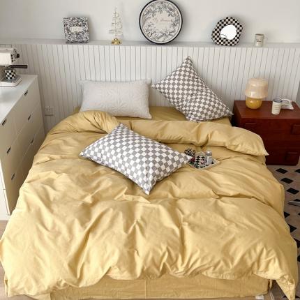 91家纺网 家纺一手货源 找家纺 （总）昔可2022新款混搭纯色棋盘格套件四件套