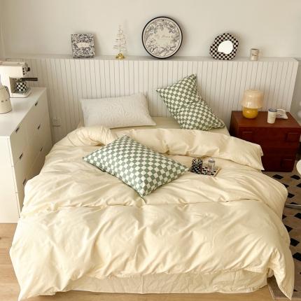 91家纺网 家纺一手货源 找家纺 （总）昔可2022新款混搭纯色棋盘格套件四件套