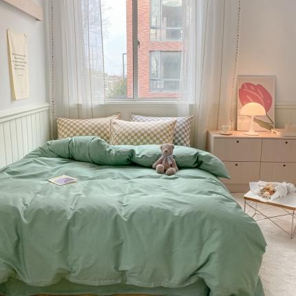 91家纺网 家纺一手货源 找家纺 （总）昔可2022新款混搭纯色棋盘格套件四件套