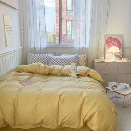 91家纺网 家纺一手货源 找家纺 （总）昔可2022新款混搭纯色棋盘格套件四件套