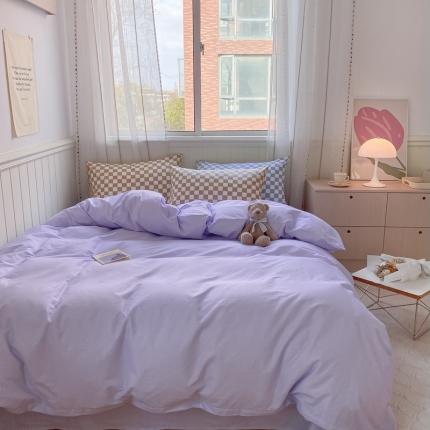 91家纺网 家纺一手货源 找家纺 （总）昔可2022新款混搭纯色棋盘格套件四件套