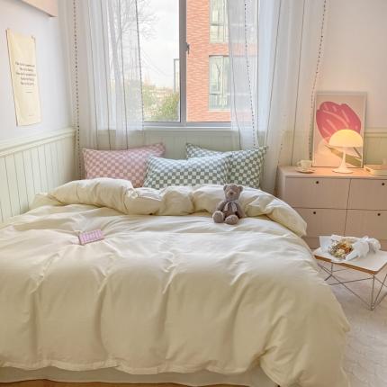 91家纺网 家纺一手货源 找家纺 （总）昔可2022新款混搭纯色棋盘格套件四件套