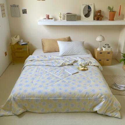 91家纺网 家纺一手货源 找家纺 星期八 2022新款A类水洗棉大豆夏被被子被芯 雏菊