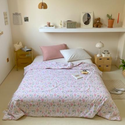 91家纺网 家纺一手货源 找家纺 星期八 2022新款A类水洗棉大豆夏被被子被芯 花丛