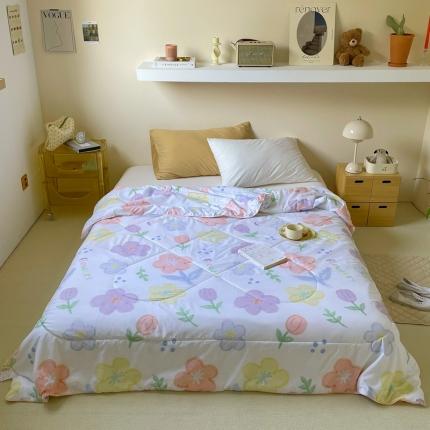 91家纺网 家纺一手货源 找家纺 星期八 2022新款A类水洗棉大豆夏被被子被芯 花枝