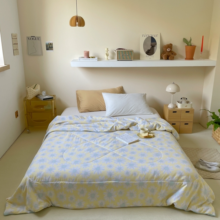 91家纺网 家纺一手货源 找家纺 星期八 2022新款A类水洗棉大豆夏被被子被芯 雏菊