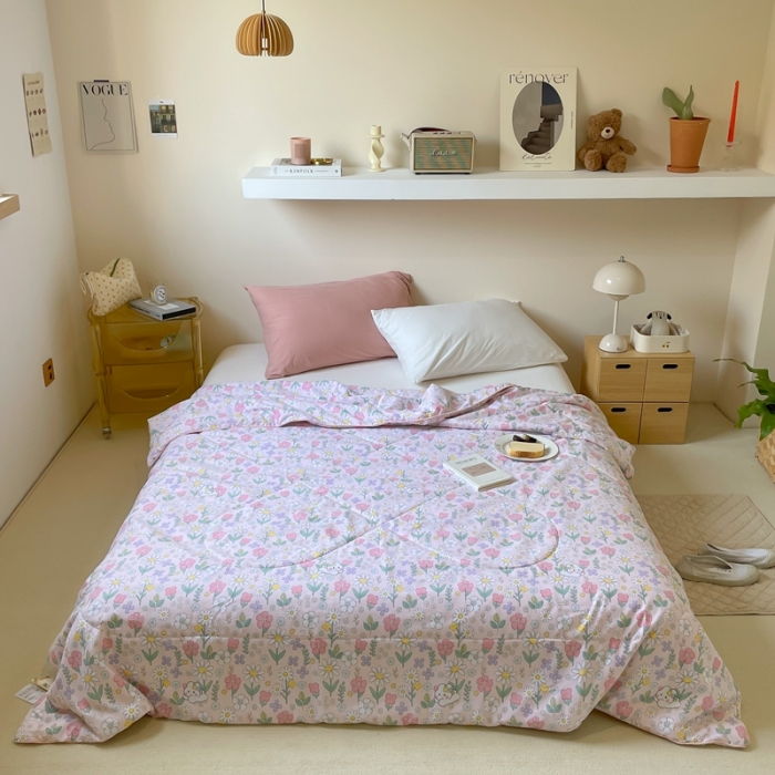 91家纺网 家纺一手货源 找家纺 星期八 2022新款A类水洗棉大豆夏被被子被芯 花丛