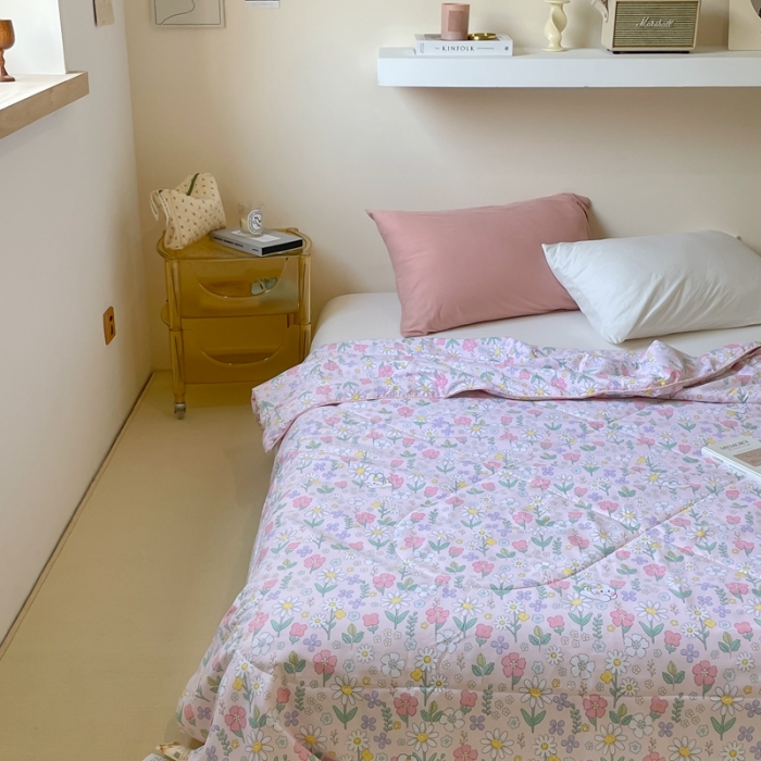 91家纺网 家纺一手货源 找家纺 星期八 2022新款A类水洗棉大豆夏被被子被芯 花丛