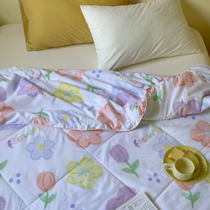 91家纺网 家纺一手货源 找家纺 星期八 2022新款A类水洗棉大豆夏被被子被芯 花枝