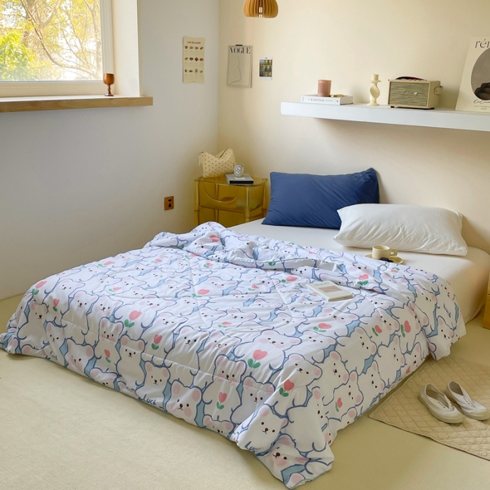 91家纺网 家纺一手货源 找家纺 星期八 2022新款A类水洗棉大豆夏被被子被芯 小熊