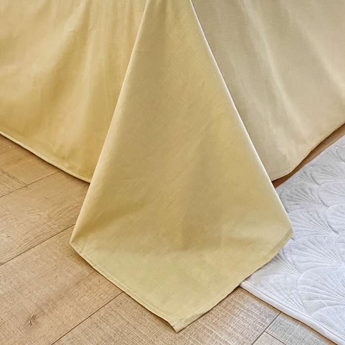 91家纺网 家纺一手货源 找家纺 昔可2022新款混搭纯色棋盘格套件四件套 芒果黄驼棋盘