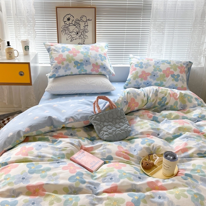 91家纺网 家纺一手货源 找家纺 昔可2022新款印花全棉四件套跑量款 画镜花