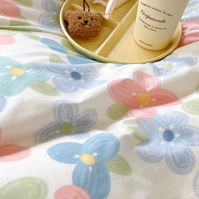 91家纺网 家纺一手货源 找家纺 昔可2022新款印花全棉四件套跑量款 画镜花