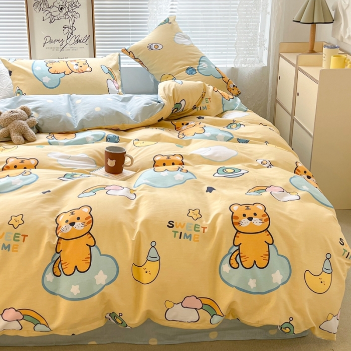 91家纺网 家纺一手货源 找家纺 昔可2022新款印花全棉四件套跑量款 可爱虎