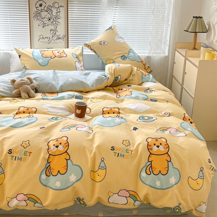 91家纺网 家纺一手货源 找家纺 昔可2022新款印花全棉四件套跑量款 可爱虎