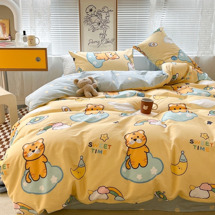 91家纺网 家纺一手货源 找家纺 昔可2022新款印花全棉四件套跑量款 可爱虎