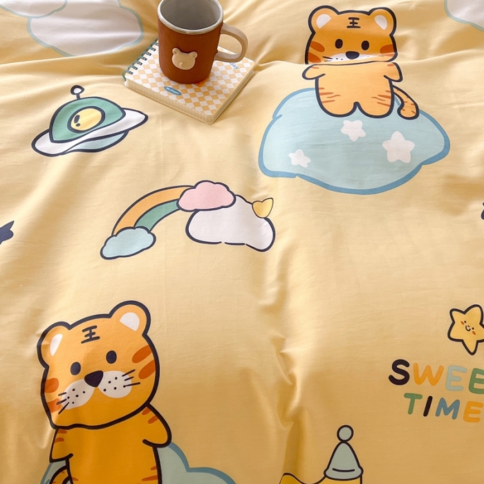 91家纺网 家纺一手货源 找家纺 昔可2022新款印花全棉四件套跑量款 可爱虎