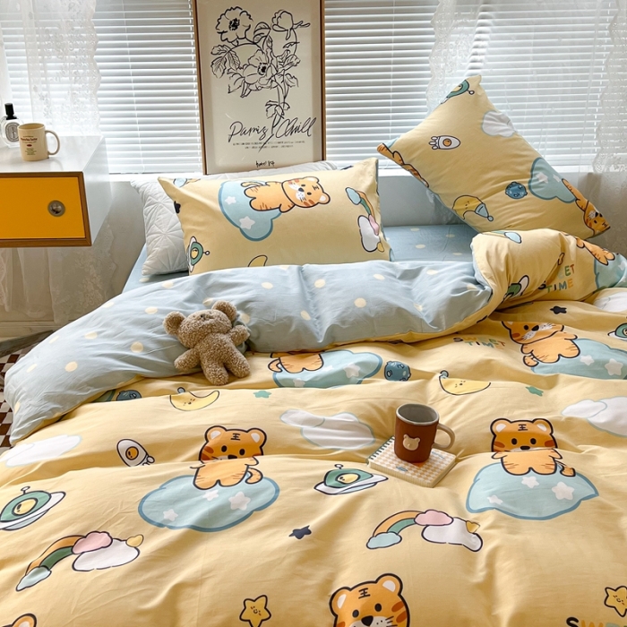 91家纺网 家纺一手货源 找家纺 昔可2022新款印花全棉四件套跑量款 可爱虎