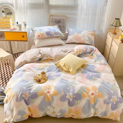 91家纺网 家纺一手货源 找家纺 昔可2022新款印花全棉四件套跑量款 莫奈的后花园