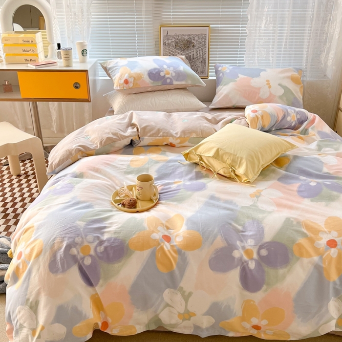 91家纺网 家纺一手货源 找家纺 昔可2022新款印花全棉四件套跑量款 莫奈的后花园