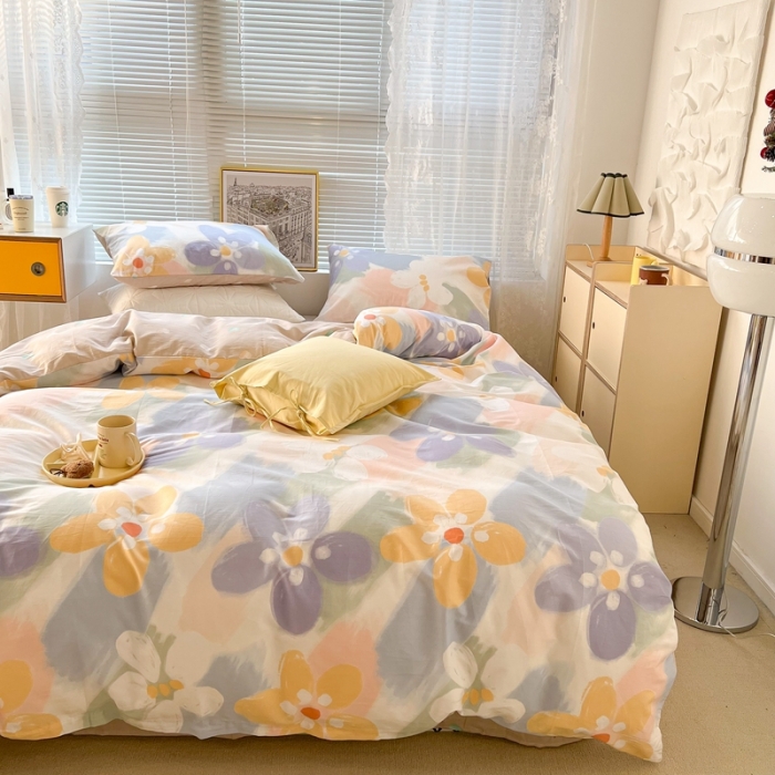 91家纺网 家纺一手货源 找家纺 昔可2022新款印花全棉四件套跑量款 莫奈的后花园