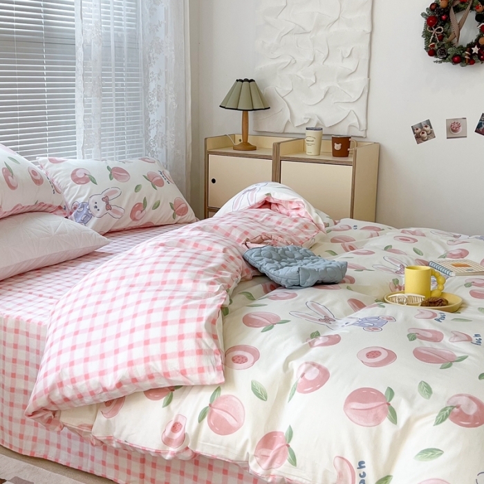 91家纺网 家纺一手货源 找家纺 昔可2022新款印花全棉四件套跑量款 桃桃兔宝