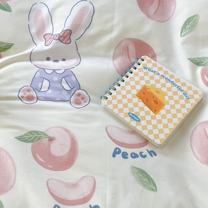 91家纺网 家纺一手货源 找家纺 昔可2022新款印花全棉四件套跑量款 桃桃兔宝