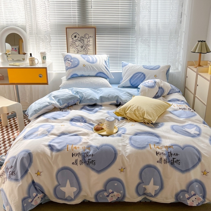 91家纺网 家纺一手货源 找家纺 昔可2022新款印花全棉四件套跑量款 星梦缘