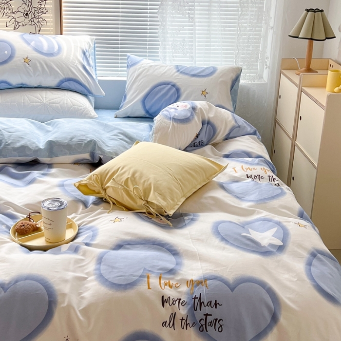 91家纺网 家纺一手货源 找家纺 昔可2022新款印花全棉四件套跑量款 星梦缘