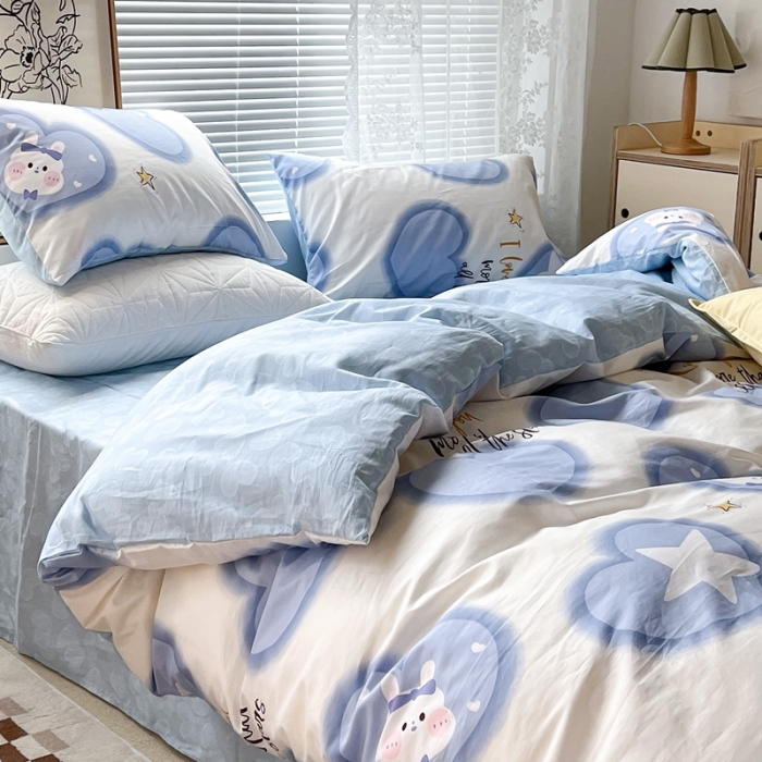 91家纺网 家纺一手货源 找家纺 昔可2022新款印花全棉四件套跑量款 星梦缘