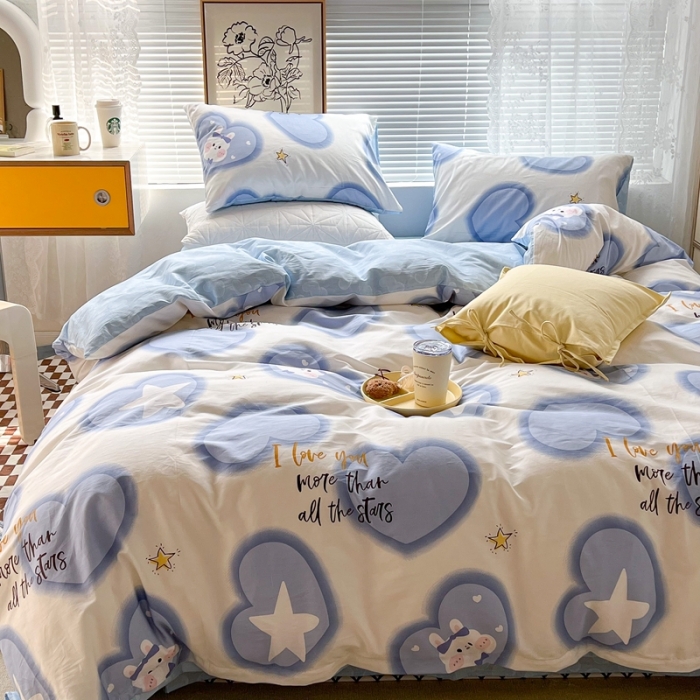 91家纺网 家纺一手货源 找家纺 昔可2022新款印花全棉四件套跑量款 星梦缘