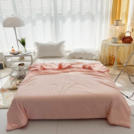 91家纺网 家纺一手货源 找家纺 珺柔家纺 2023新款针织华夫格夏被 粉玉