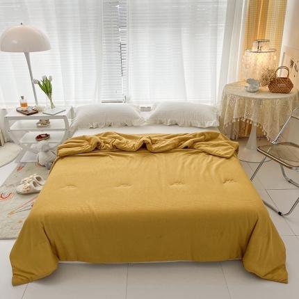 91家纺网 家纺一手货源 找家纺 珺柔家纺 2023新款针织华夫格夏被 金色