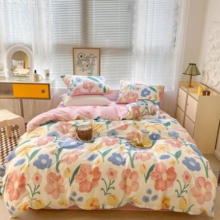 91家纺网 家纺一手货源 找家纺 昔可2022新款印花全棉四件套跑量款 油画画镜