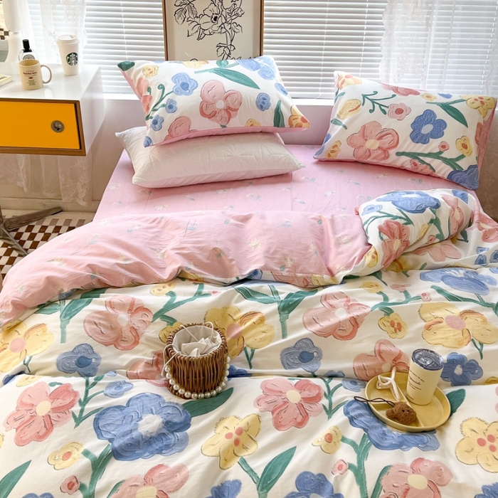 91家纺网 家纺一手货源 找家纺 昔可2022新款印花全棉四件套跑量款 油画画镜