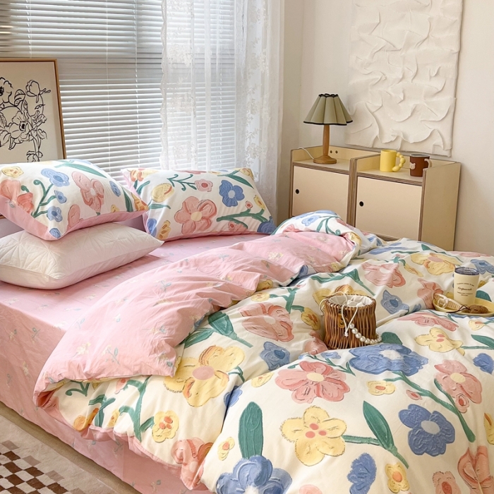 91家纺网 家纺一手货源 找家纺 昔可2022新款印花全棉四件套跑量款 油画画镜