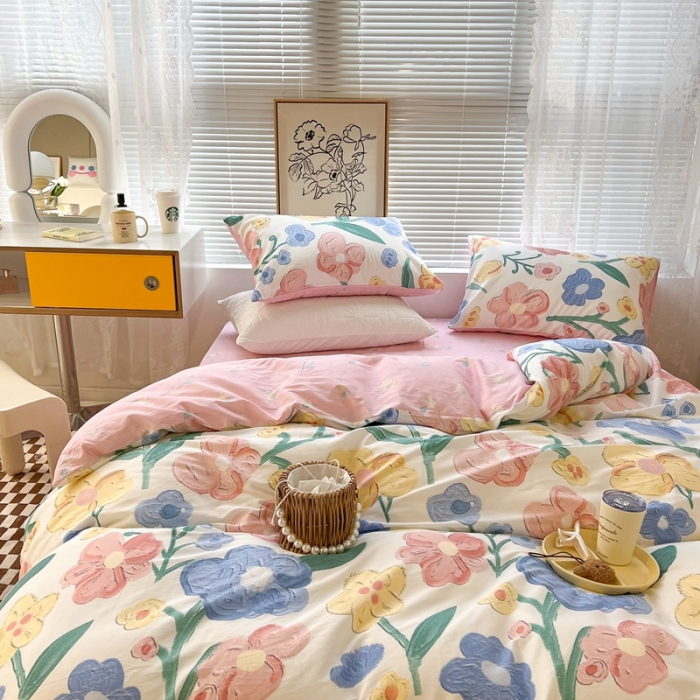 91家纺网 家纺一手货源 找家纺 昔可2022新款印花全棉四件套跑量款 油画画镜