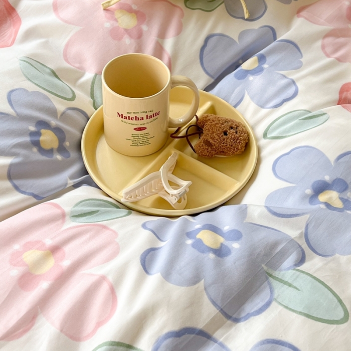 91家纺网 家纺一手货源 找家纺 昔可2022新款印花全棉四件套跑量款 紫花草莓