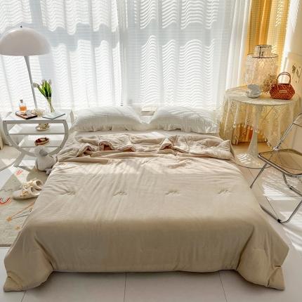 珺柔家纺 2023新款针织华夫格夏被 浅咖