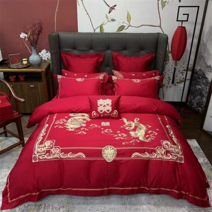 91家纺网 家纺一手货源 找家纺 （总）橘滋 2022新款长绒棉刺绣四件套-高端婚庆新品