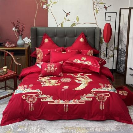 橘滋 2022新款长绒棉刺绣四件套-高端婚庆新品 大喜之日