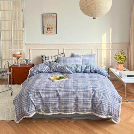 昔可2022新款流苏小香风系列四件套 巴贝特蓝