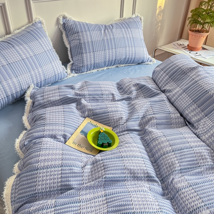 91家纺网 家纺一手货源 找家纺 昔可2022新款流苏小香风系列四件套 巴贝特蓝