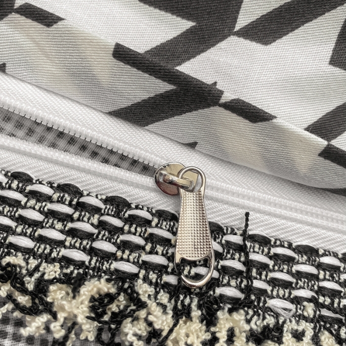 91家纺网 家纺一手货源 找家纺 昔可2022新款流苏小香风系列四件套 迷幻千鸟格 黑