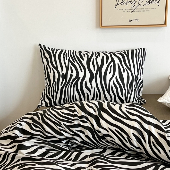 91家纺网 家纺一手货源 找家纺 （总）昔可2022新款网红黑白豹纹系列全棉四件套